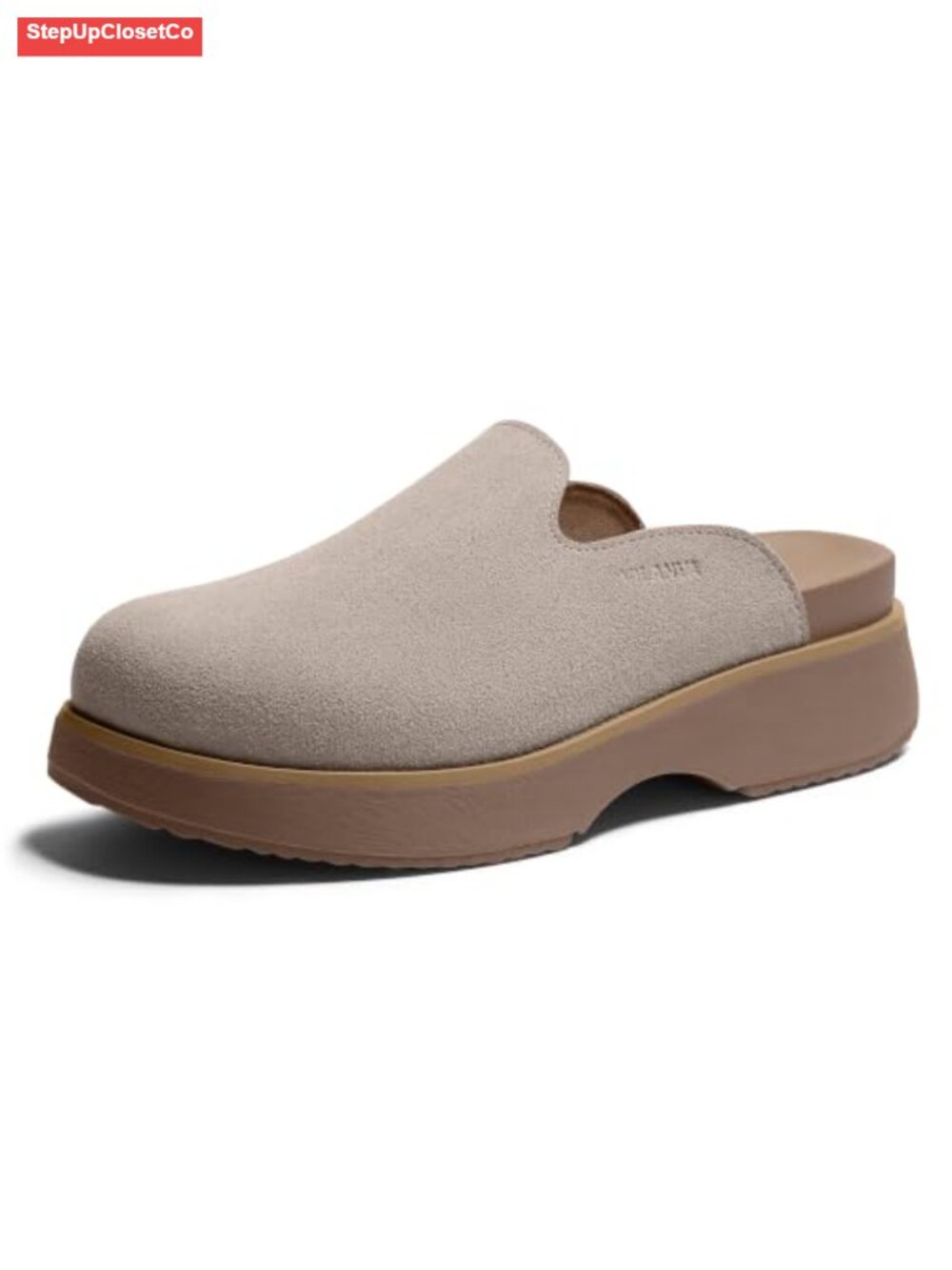 Suede Platform Clogs Closed-Toe Slip-On Mule Shoes Comfort Footbed